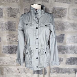 The FILLMORE sz S grey Draw Waist Full Zip / Snap Surplus Bomber Jacket